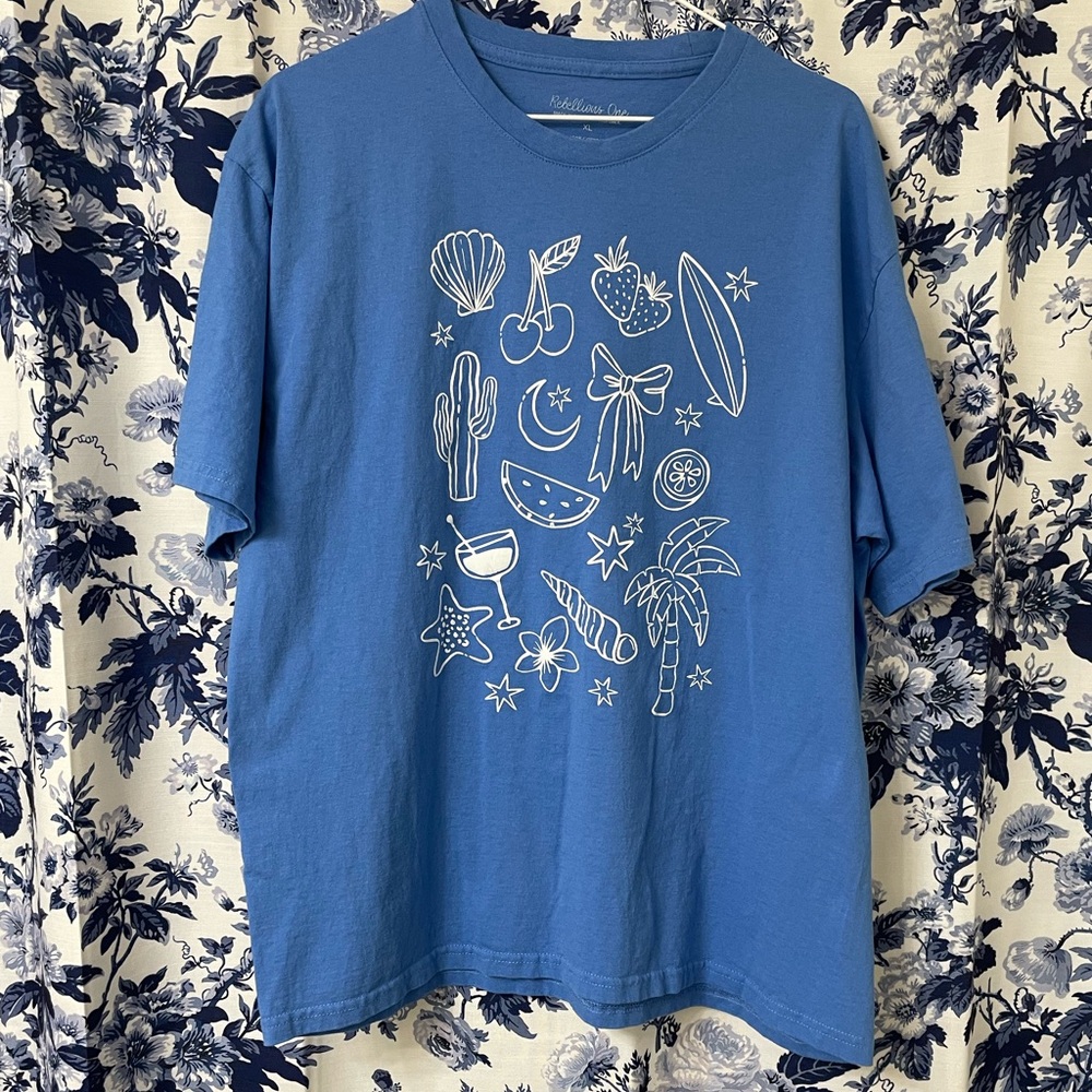 Rebellious One Blue women’s Tee with Fun Graphics